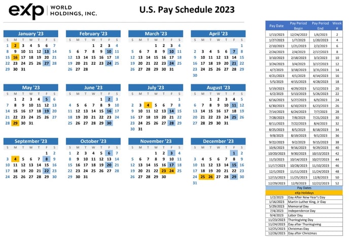 US Payroll Calendar